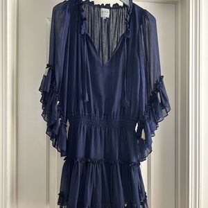 Navy Ruffled Dress - Misa Los Angeles